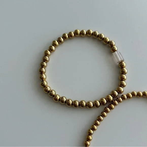 Stainless Steel Gold Bead Bracelets - Set of 2 - Picture 5 of 5